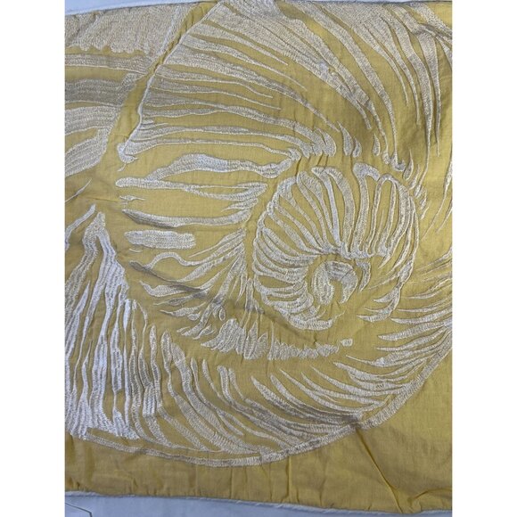 Decorative Yellow White Seashell Embroidered Throw Pillow Cover Sham 17x17 Inch - Picture 2 of 8